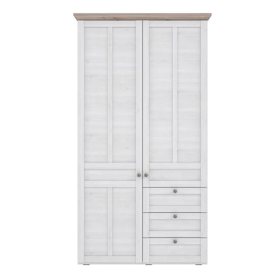 Iloppa Wooden Wardrobe With 2 Doors In Nelson Oak And Snowy Oak_2