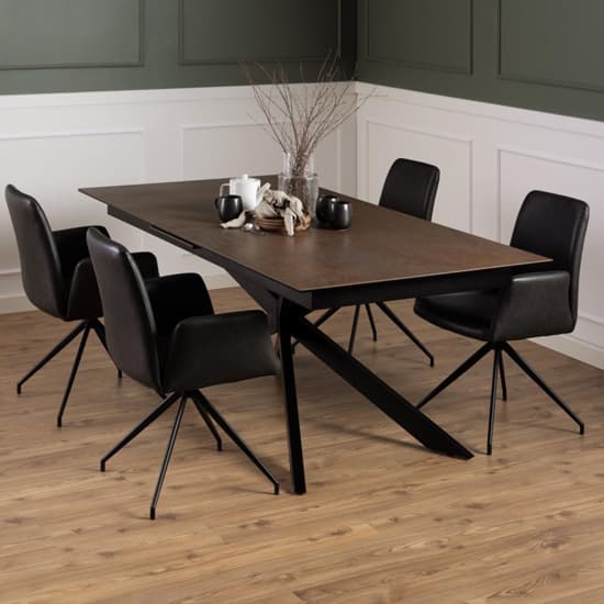 Imperia Extending Ceramic Dining Table Large In Rusty Brown_6