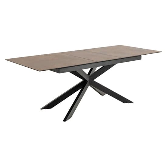 Imperia Extending Ceramic Dining Table In Rusty Brown_4