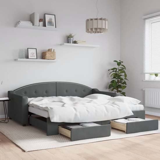 Imperia Velvet Daybed With Trundle And Drawers In Light Grey_1