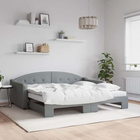 Imperia Velvet Daybed With Trundle And Mattresses In Light Grey_1