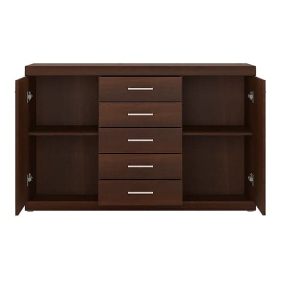 Impro Wooden Sideboard In Dark Mahogany With 2 Doors 5 Drawers_2