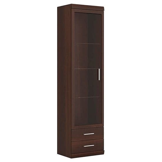 Impro LED Tall Wooden Display Cabinet In Dark Mahogany_1