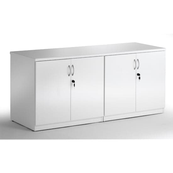Impulse High Gloss Credenza Twin Storage Cupboard In White