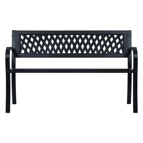 Inaya 125cm Diamond Design Steel Garden Seating Bench In Black_2