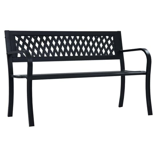 Inaya 125cm Diamond Design Steel Garden Seating Bench In Black_1