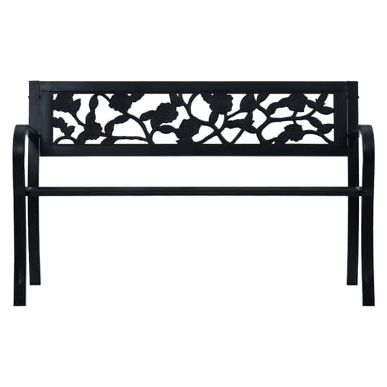 Inaya 125cm Rose Design Steel Garden Seating Bench In Black_2