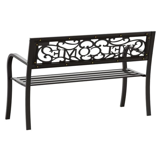 Inaya 125cm Welcome Design Steel Garden Seating Bench In Black_5