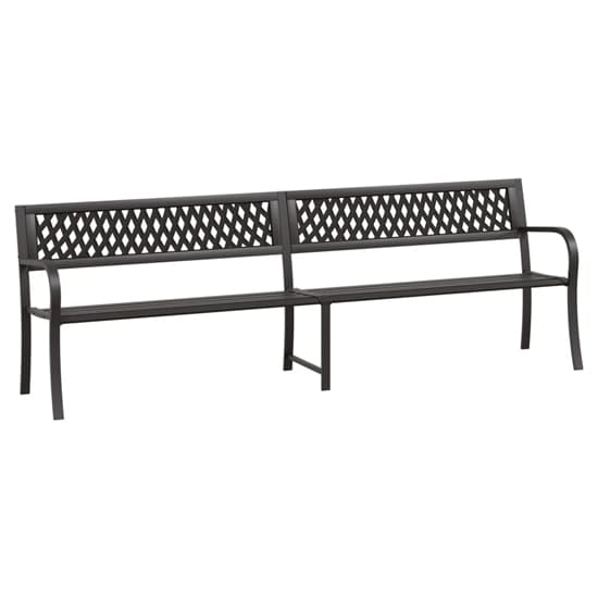 Inaya 246cm Diamond Design Steel Garden Seating Bench In Black_2