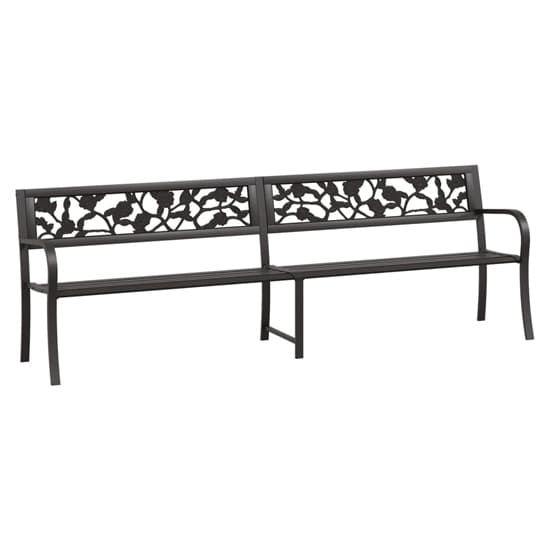 Inaya 246cm Rose Design Steel Garden Seating Bench In Black_2