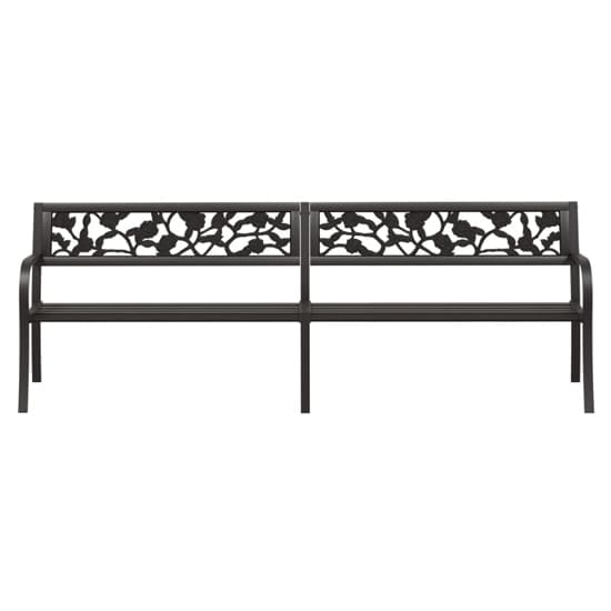 Inaya 246cm Rose Design Steel Garden Seating Bench In Black_3