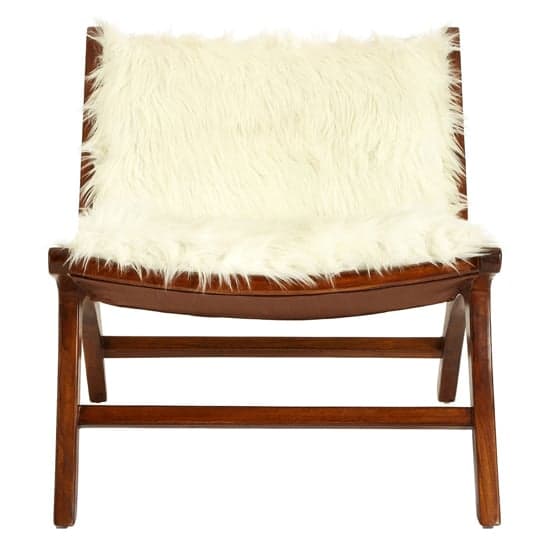 Inco Upholstered White Faux Fur Fabric Accent Chair In Natural_2