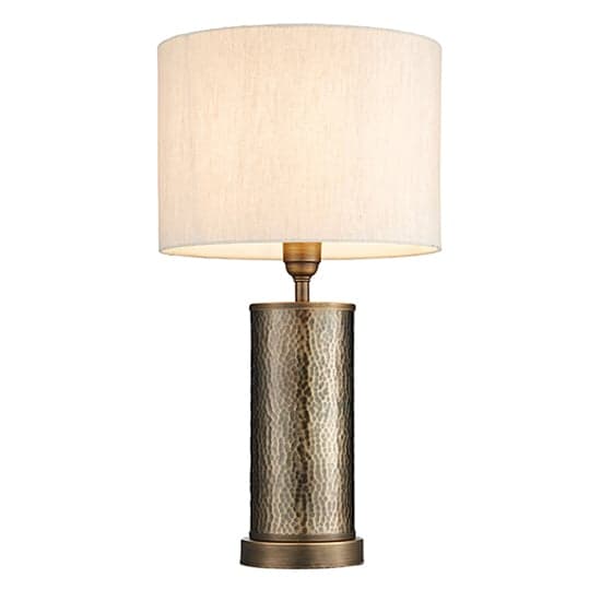 Indara Natural Linen Shade Table Lamp In Hammered Bronze_2