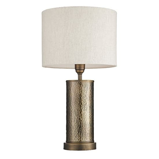Indara Natural Linen Shade Table Lamp In Hammered Bronze_5