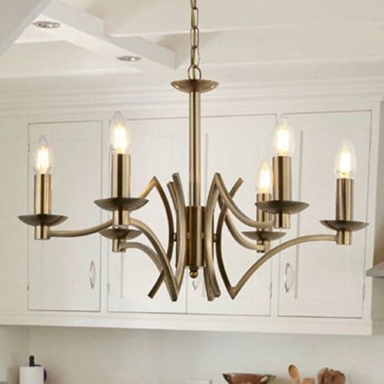 Infinity Wall Hung 6 Pendant Light In Antique Brass_2