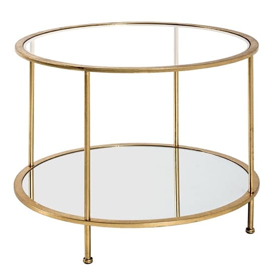 Inman Round Mirrored Glass Coffee Table In Gold With Undershelf_2