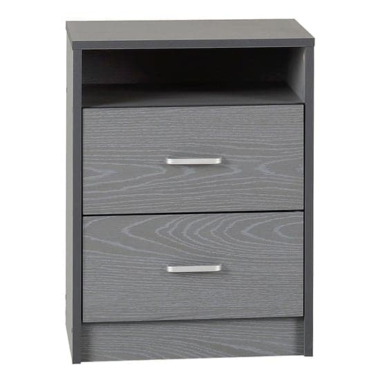 Earth Wooden Bedside Cabinet In Grey With 2 Drawers_1