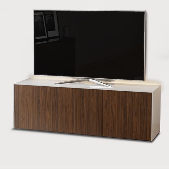 Intel Large LED TV Stand In White Gloss And Walnut Furniture in Fashion