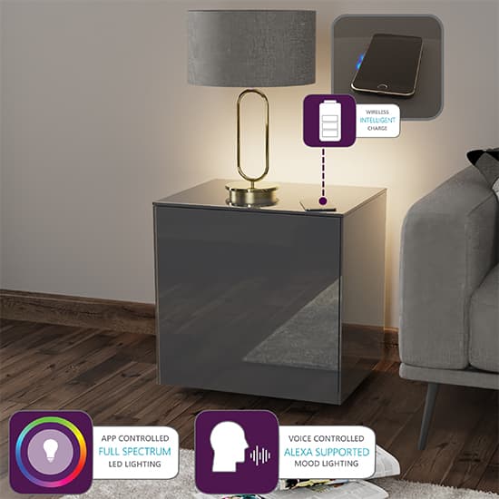 Intel LED Lamp Table In Grey Gloss With Wireless Charging_4
