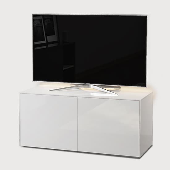 Intel LED TV Stand In White Gloss With Wireless Charging Furniture in Fashion