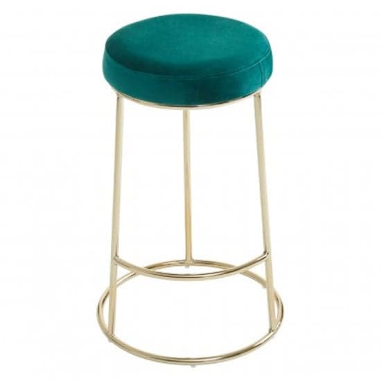 Intercrus Green Velvet Bar Stools With Gold Frame In A Pair_3