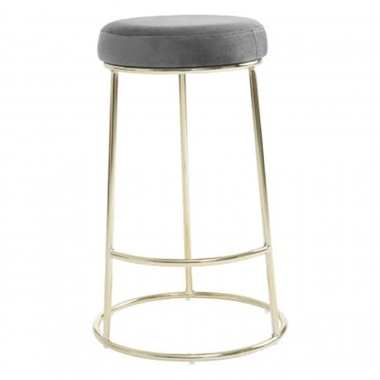 Intercrus Grey Velvet Bar Stools With Gold Frame In A Pair_2