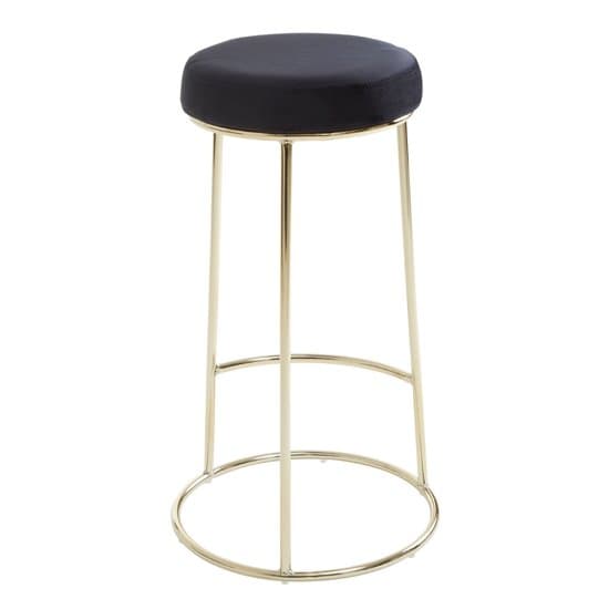 Intercrus Tall Black Velvet Bar Stools With Gold Frame In A Pair_3