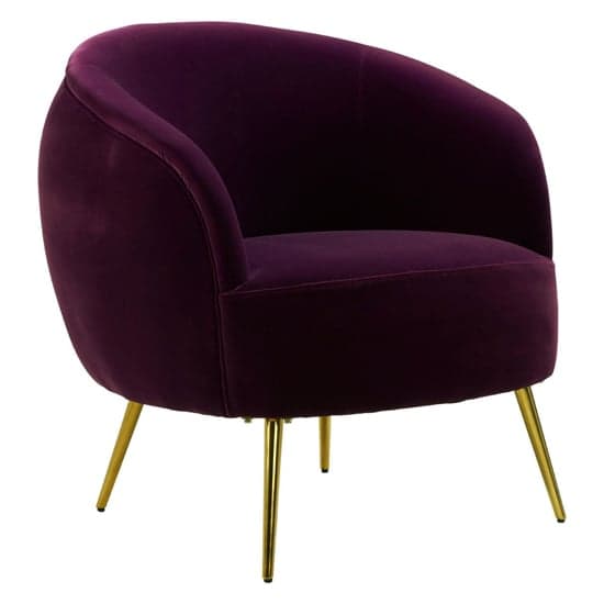 Intercrus Upholstered Velvet Armchair In Purple And Gold_2