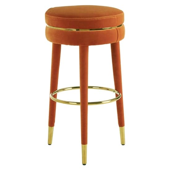 Intercrus Upholstered Velvet Bar Stool In Orange And Gold_1