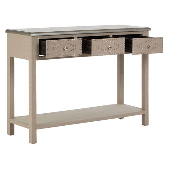 Intercrus Wooden Console Table With 3 Drawers In Stone Linen_2