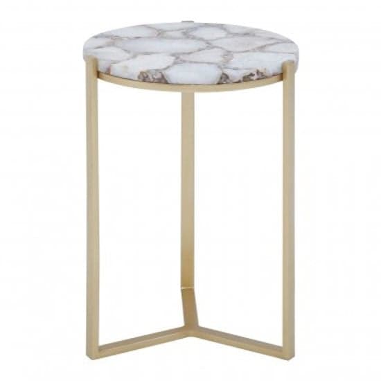 Inventive Round Agate Side Table With Gold Frame In Ivory_1