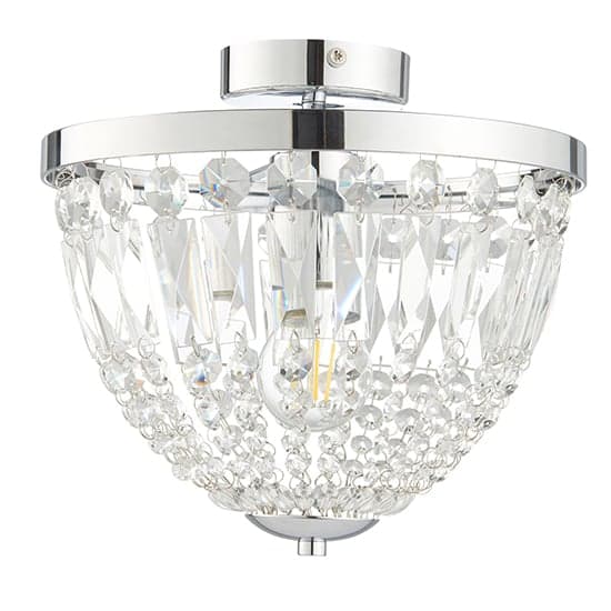 Iona Clear Glass Faceted Crystals Flush Ceiling Light In Chrome_2