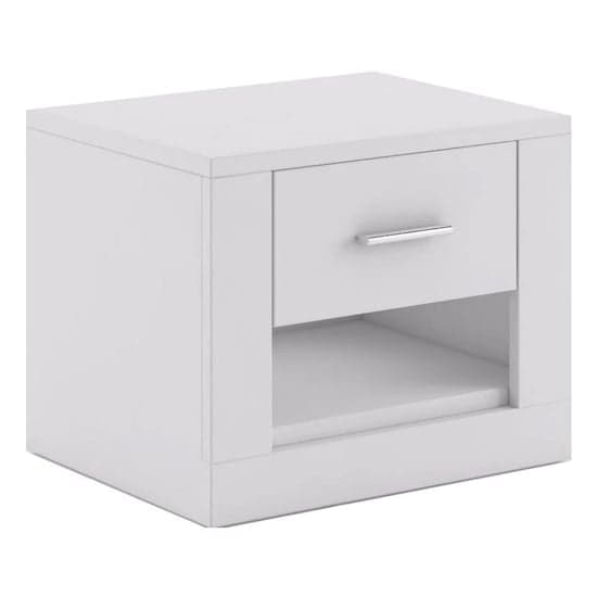 Ionia Wooden Bedside With 1 Drawer In Matt White Furniture in