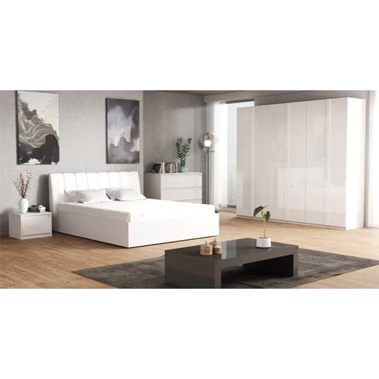 Iowa High Gloss Ottoman King Size Bed In White_8