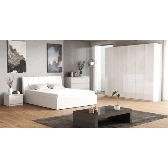 Iowa High Gloss Super King Size Bed In White_6