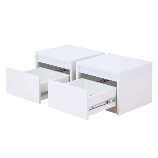 Iowa Set Of 2 High Gloss Bedside In White Furniture in Fashion