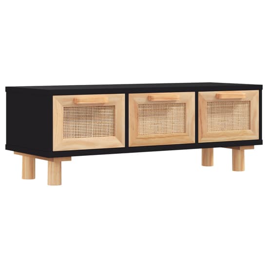 Alfy Coffee Table With 3 Drawers In Black And Natural Rattan_2