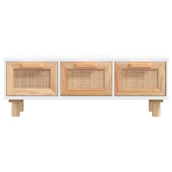 Alfy Coffee Table With 3 Drawers In White And Natural Rattan_4