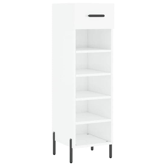 Iris High Gloss Shoe Storage Cabinet With 1 Drawer In White_2