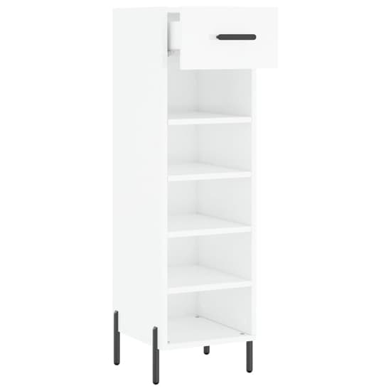 Iris High Gloss Shoe Storage Cabinet With 1 Drawer In White_3