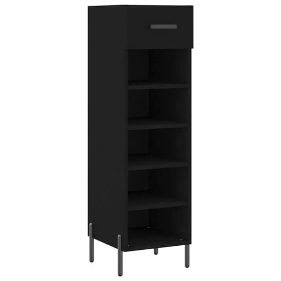 Iris Wooden Shoe Storage Cabinet With 1 Drawer In Black_2