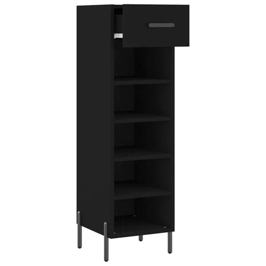 Iris Wooden Shoe Storage Cabinet With 1 Drawer In Black_3