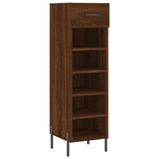 Iris Wooden Shoe Storage Cabinet With 1 Drawer In Brown Oak_2