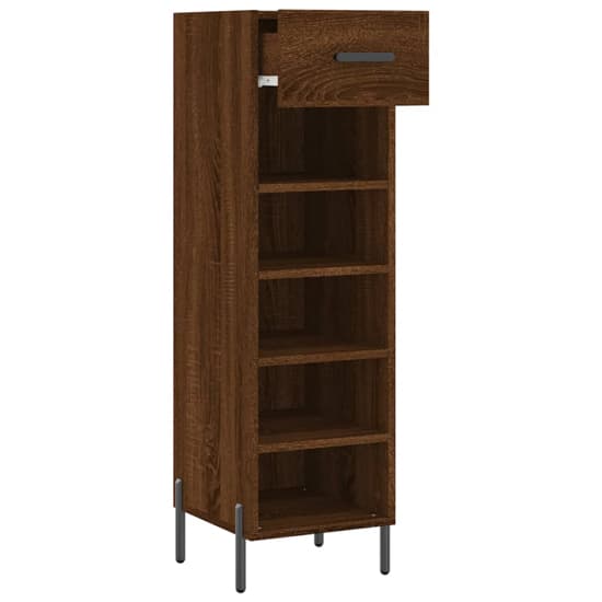 Iris Wooden Shoe Storage Cabinet With 1 Drawer In Brown Oak_3