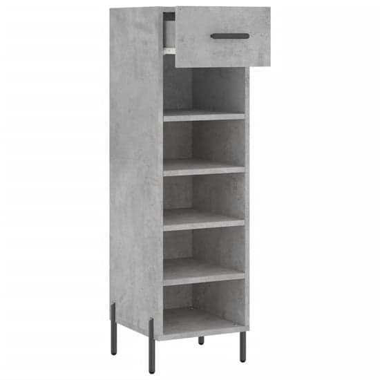 Iris Wooden Shoe Storage Cabinet 1 Drawer In Concrete Effect_3
