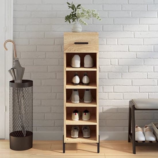 Iris Wooden Shoe Storage Cabinet With 1 Drawer In Sonoma Oak_1