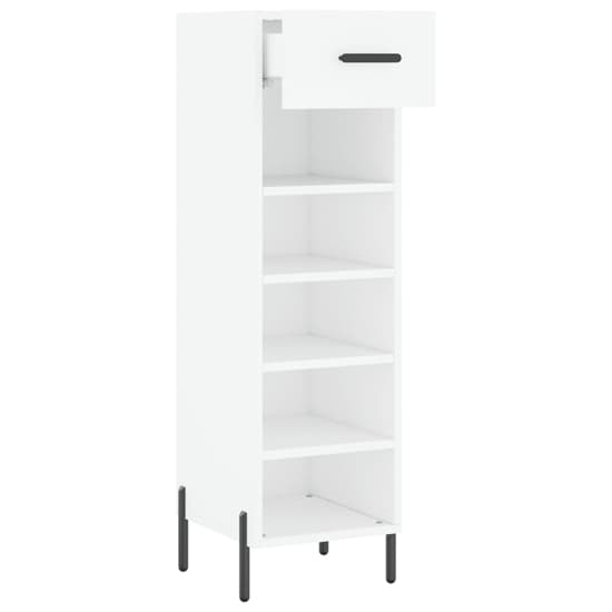 Iris Wooden Shoe Storage Cabinet With 1 Drawer In White_3