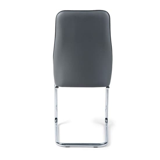 Irma Dining Chair In Grey Faux Leather With Chrome Legs_3
