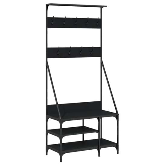 Ironton Wooden Clothes Rack With Shoe Storage In Black_2