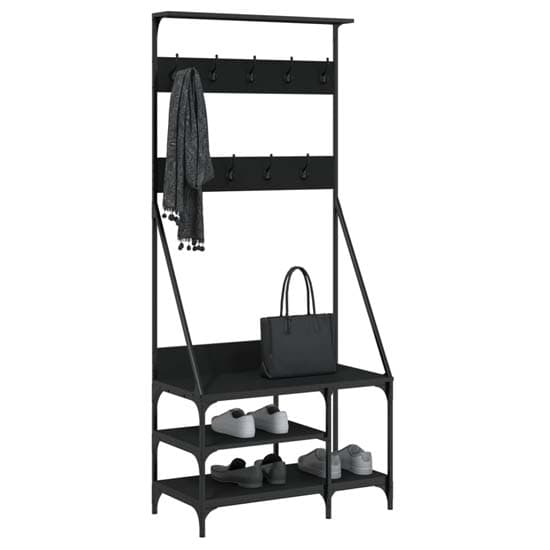 Ironton Wooden Clothes Rack With Shoe Storage In Black_3